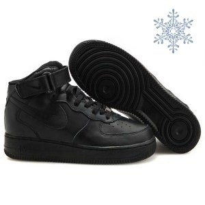 Зимние кроссовки Nike air force 1 mid мех арт.025 черный (black)