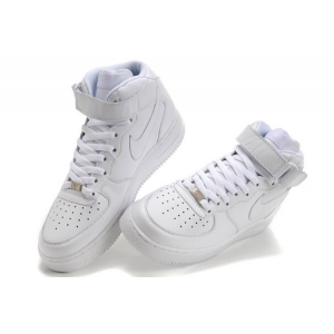 Зимние кроссовки Nike air force 1 mid мех, белый (white) арт 139